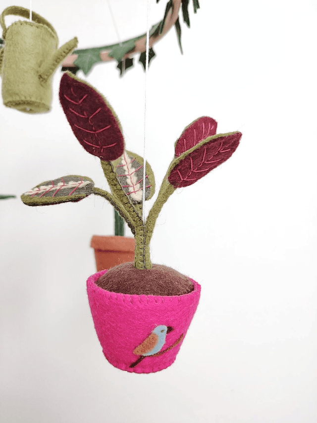 Mobile bébé en Feutrine: Nadine / plantes - décoration chambre, cadeau bébé, cadeau naissance, baby shower, mobile non genré, mobile bébé plantes